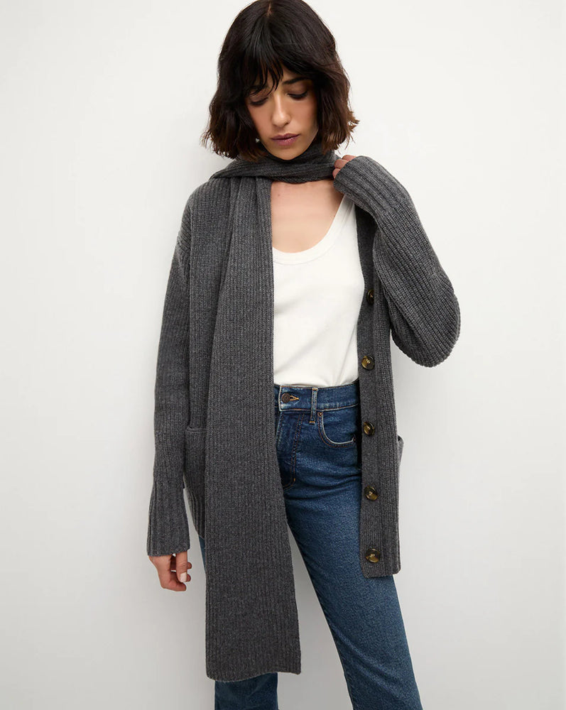 Annalise Merino Wool Cardigan in Charcoal