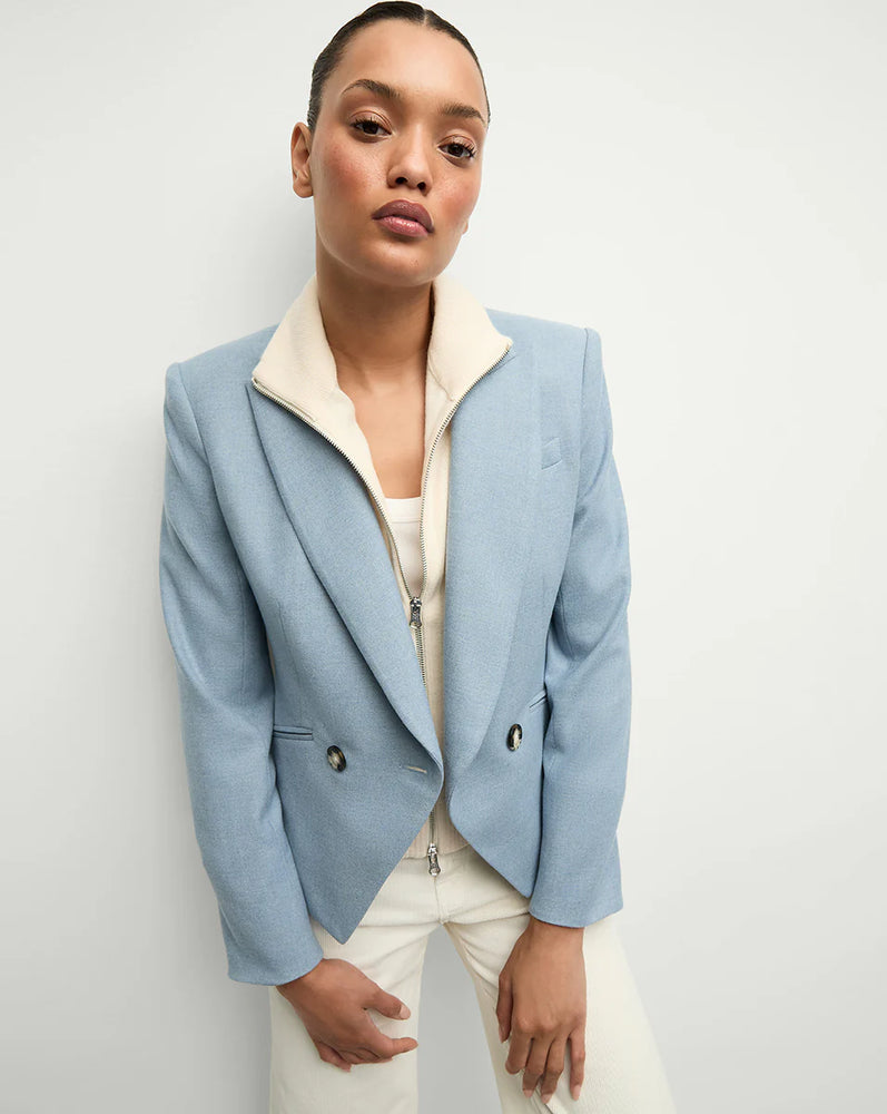 Cropped Rickie Dickey Jacket in Heather Smoke Blue