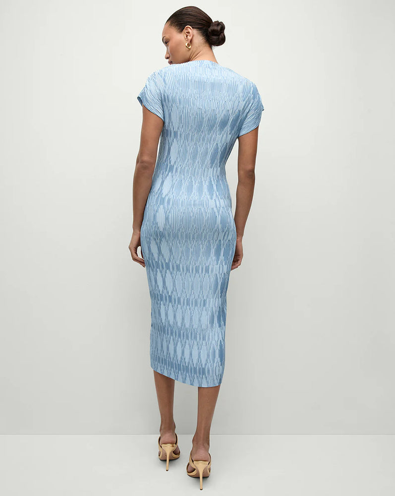 Gramercy Pleated Dress in Blue Sky