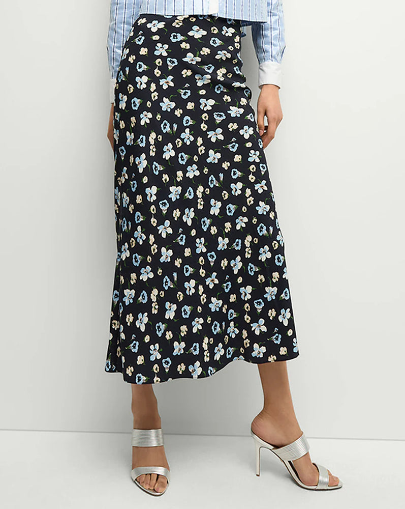 Clover Stretch-Silk Floral Skirt