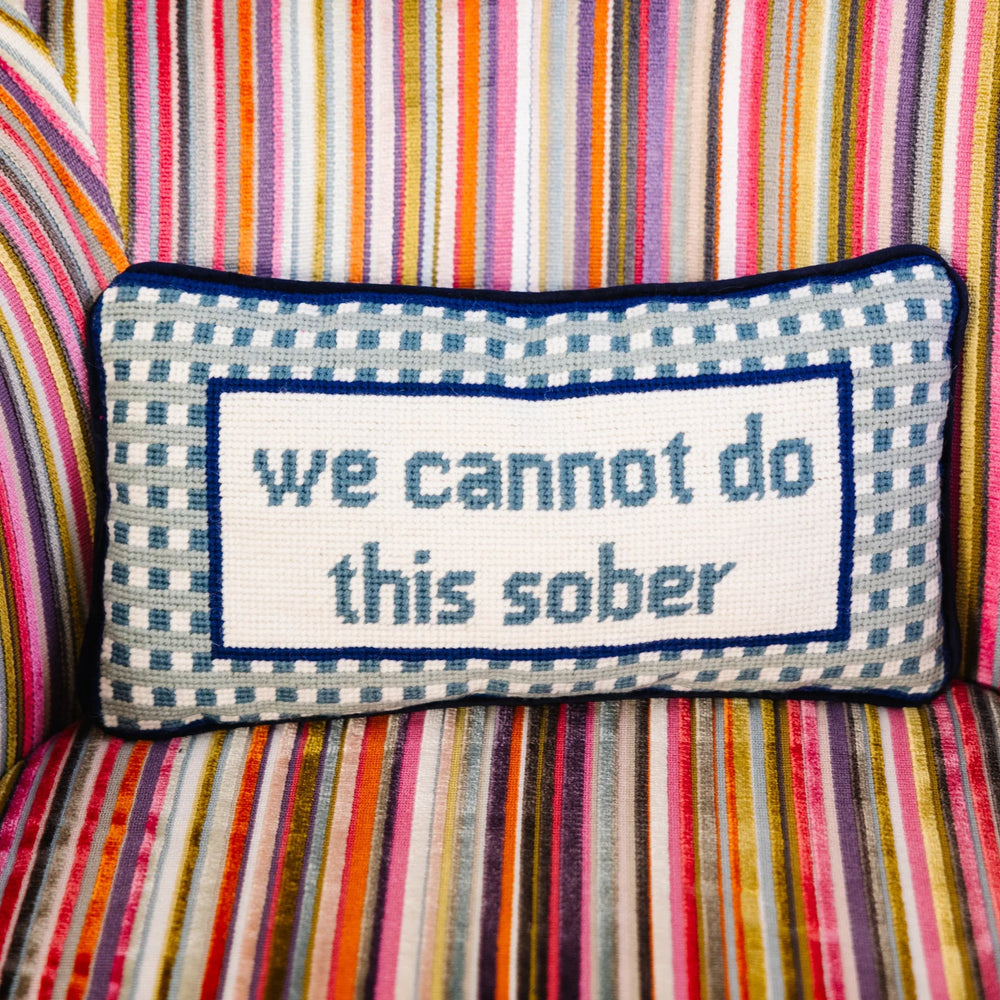 Sober Needlepoint Pillow