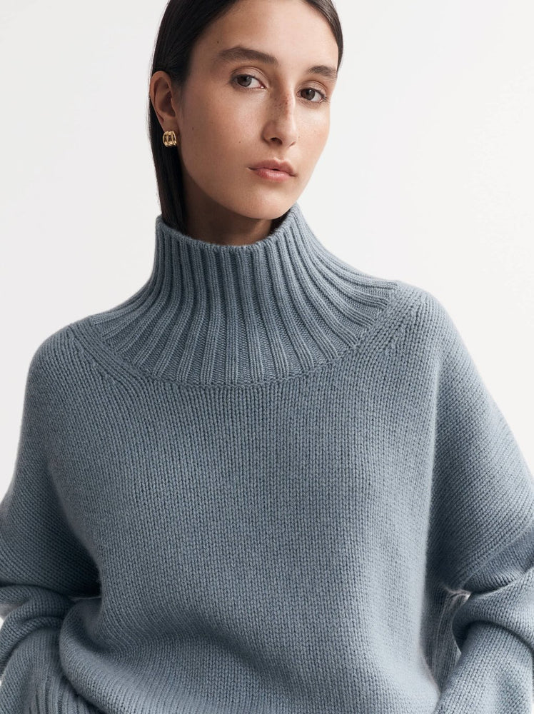 Girlfriend Turtleneck in Pigeon Blue