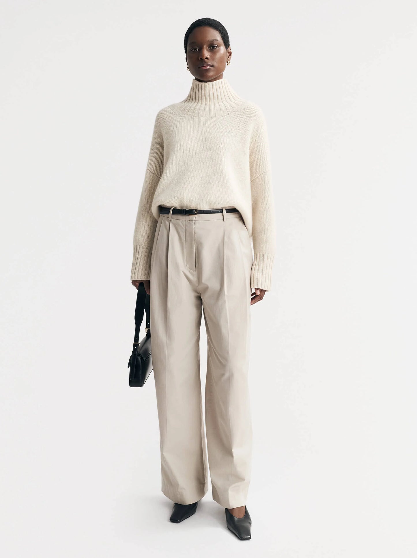 Girlfriend Turtleneck in Feather White