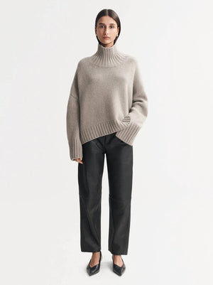 Girlfriend Turtleneck in Greige