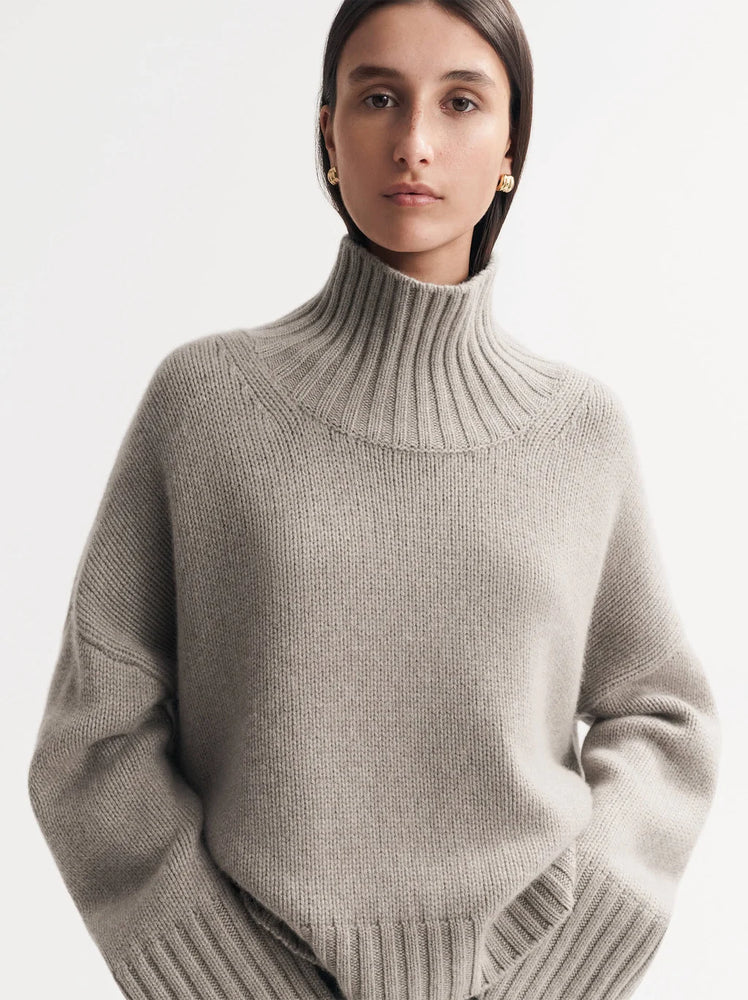 Girlfriend Turtleneck in Greige