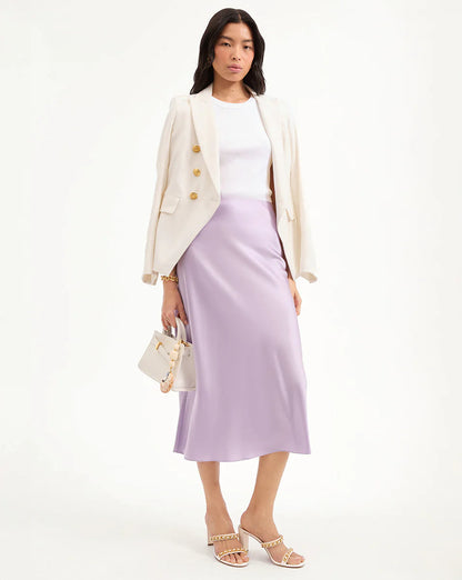 Clover Stretch-Silk Slip Skirt in Soft Lilac