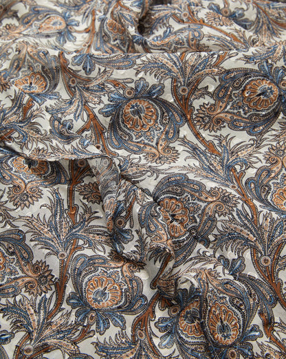 Eleonora Silk Midi Skirt in Dove Multi