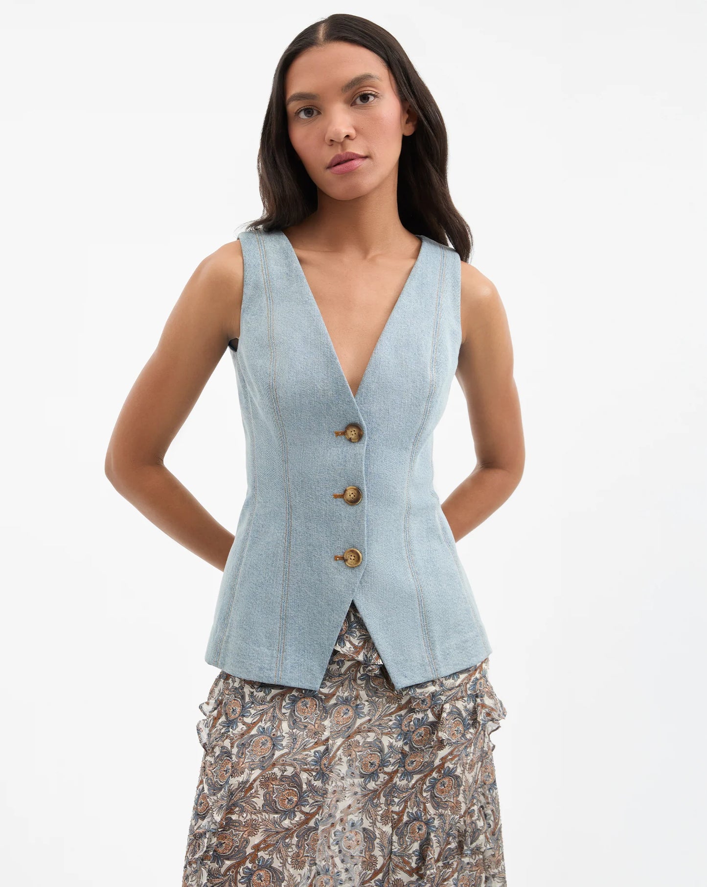 Avalina Denim Vest in Blue Mirage