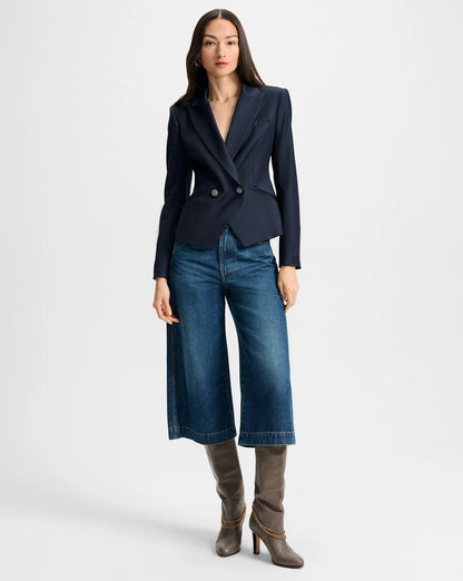 Rickie Cropped Dickey Jacket in Navy