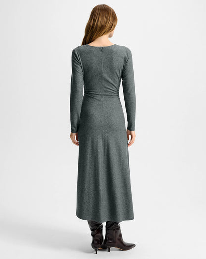 Theodora Wool Midi Dress in Medium Heather Grey