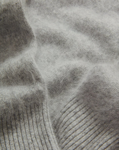 Pippen Brushed Cashmere Pullover in Heather Grey