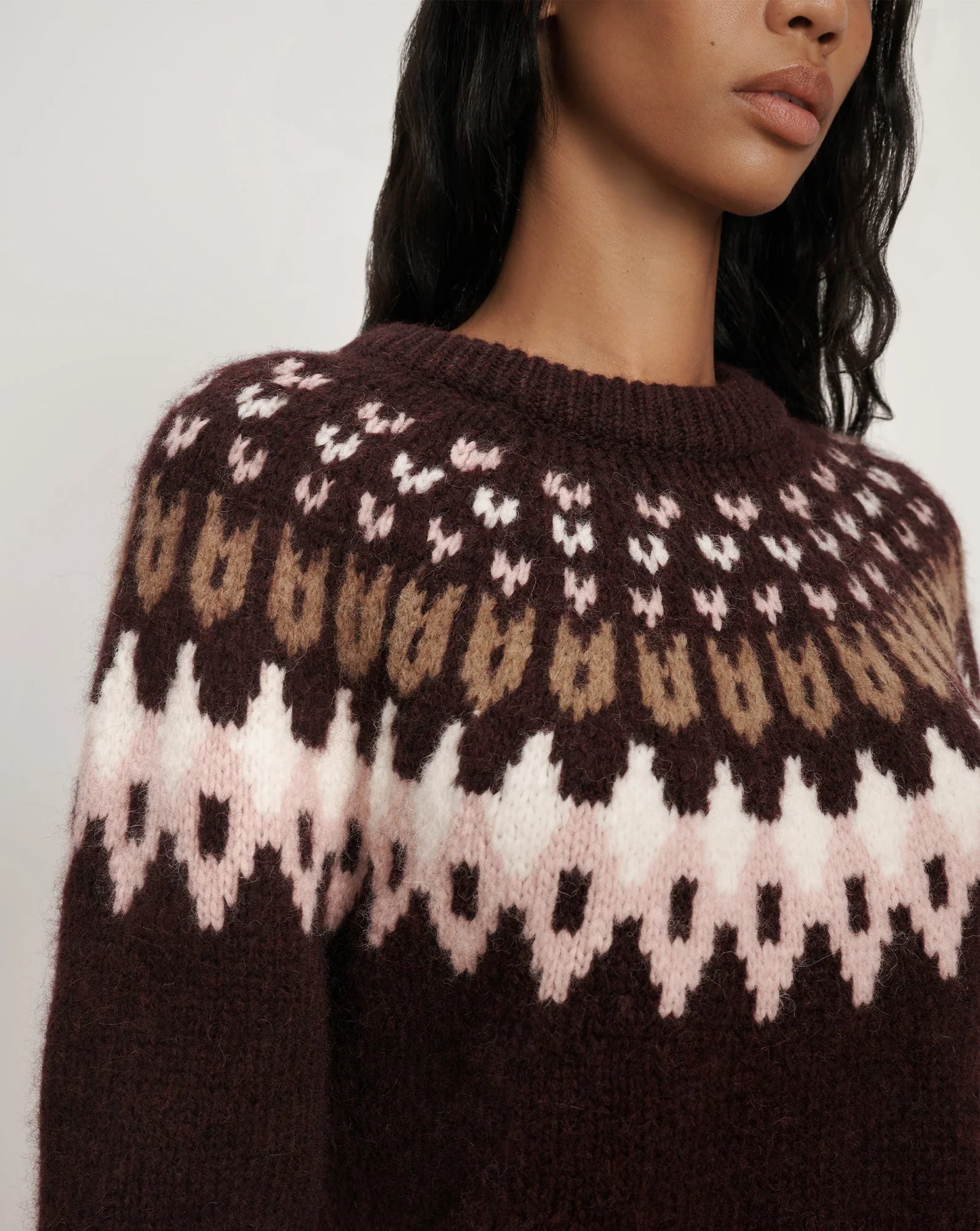 Anne Fair Isle Sweater in Raisin Multi