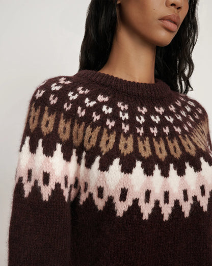 Anne Fair Isle Sweater in Raisin Multi