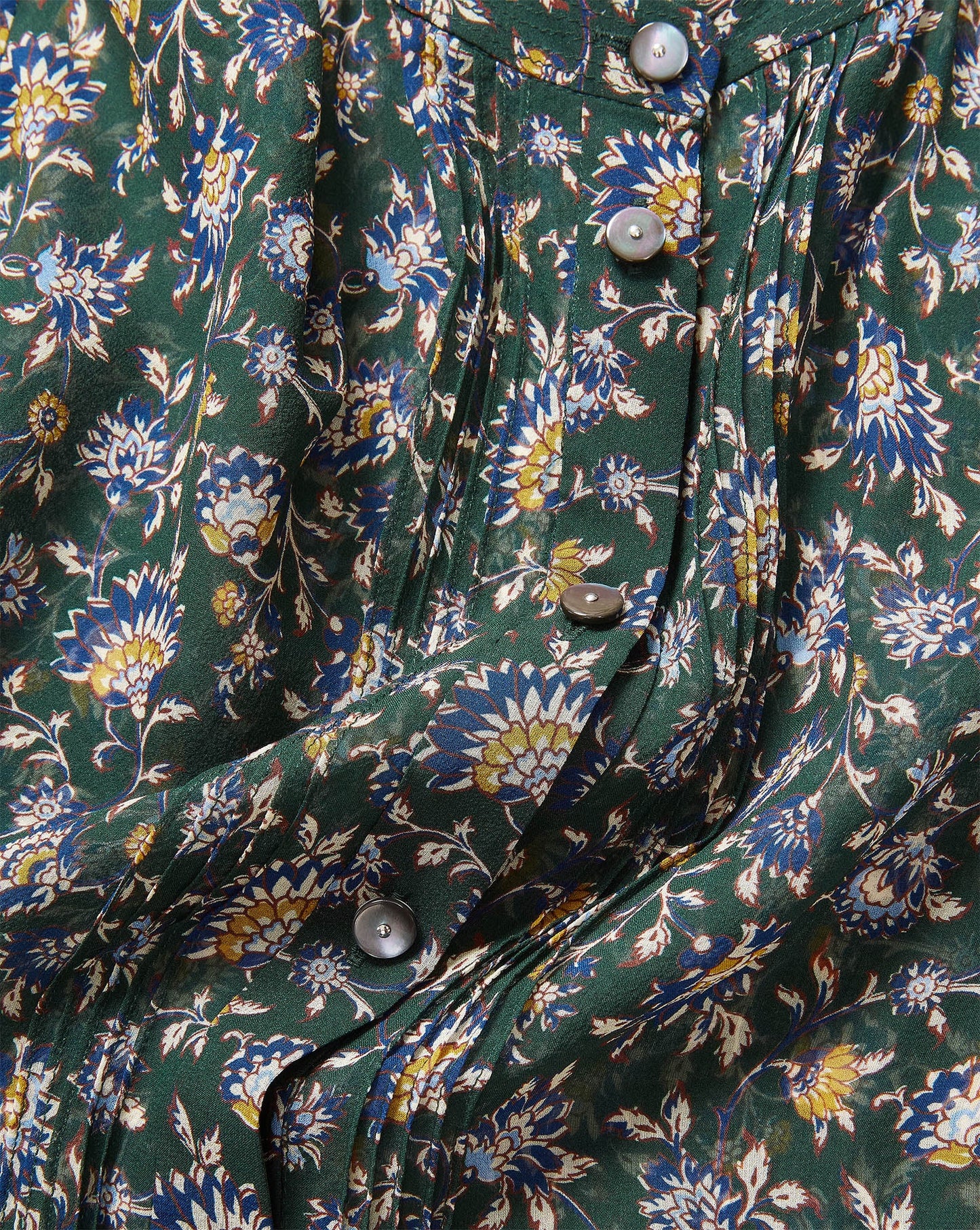 Lollie Floral Button-Down Blouse in Dark Hunter Green Multi