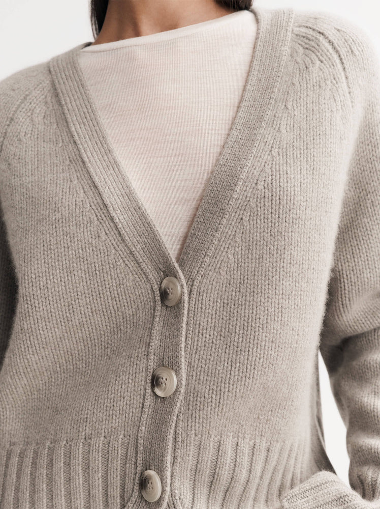 V-Neck Cardigan in Greige