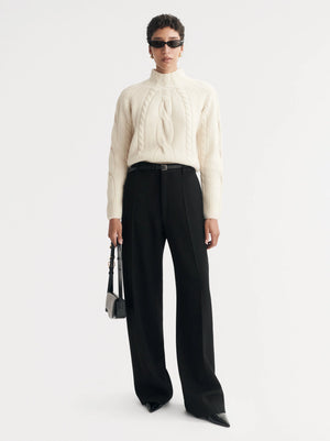 Chunky Cable Turtleneck in Feather White