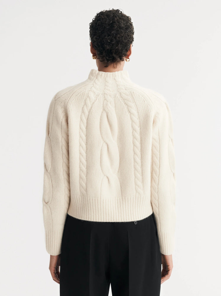 Chunky Cable Turtleneck in Feather White