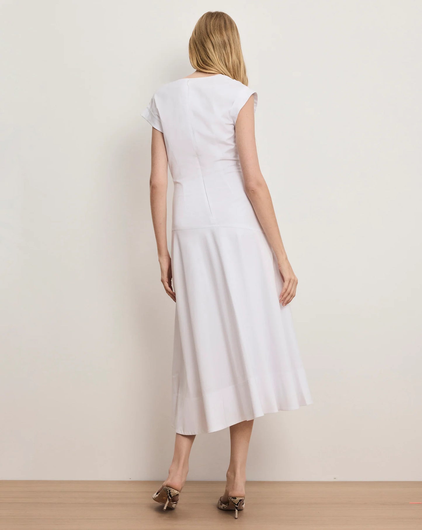 Lisette Cotton Poplin Midi Dress in White