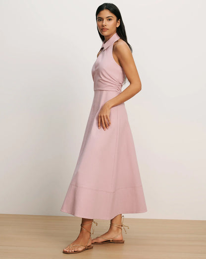 Mackey Seersucker Halter Midi Dress