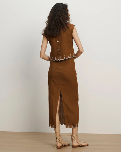 Malou Linen Midi Skirt