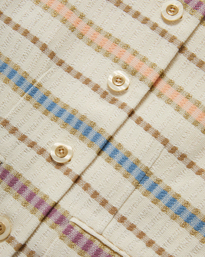 Orville Striped Jacket in Ecru Tweed