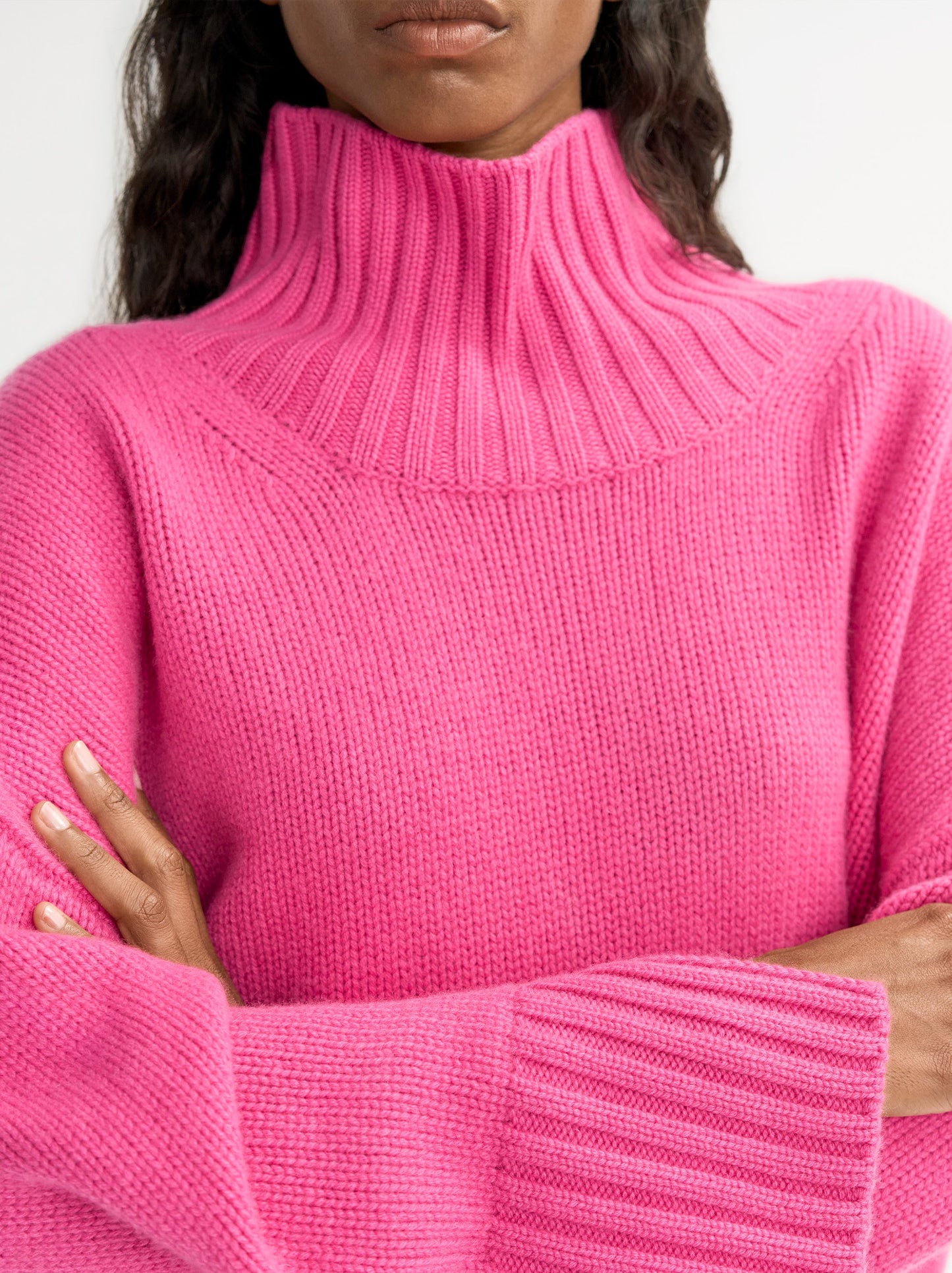 Girlfriend Turtleneck in Fuchsia