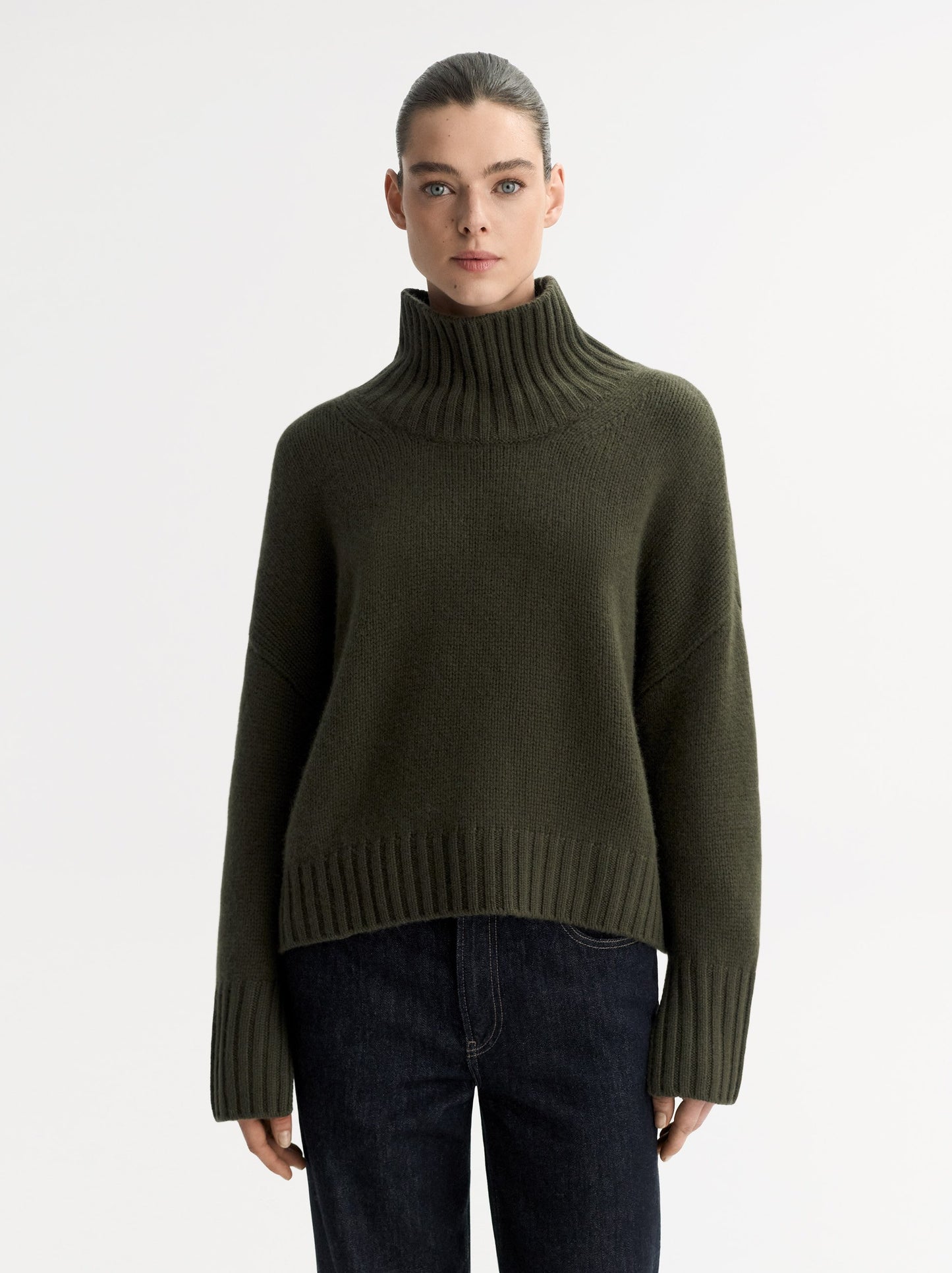 Girlfriend Turtleneck in Olive