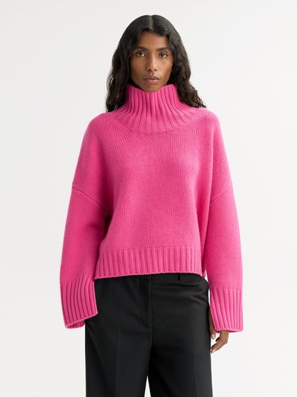 Girlfriend Turtleneck in Fuchsia