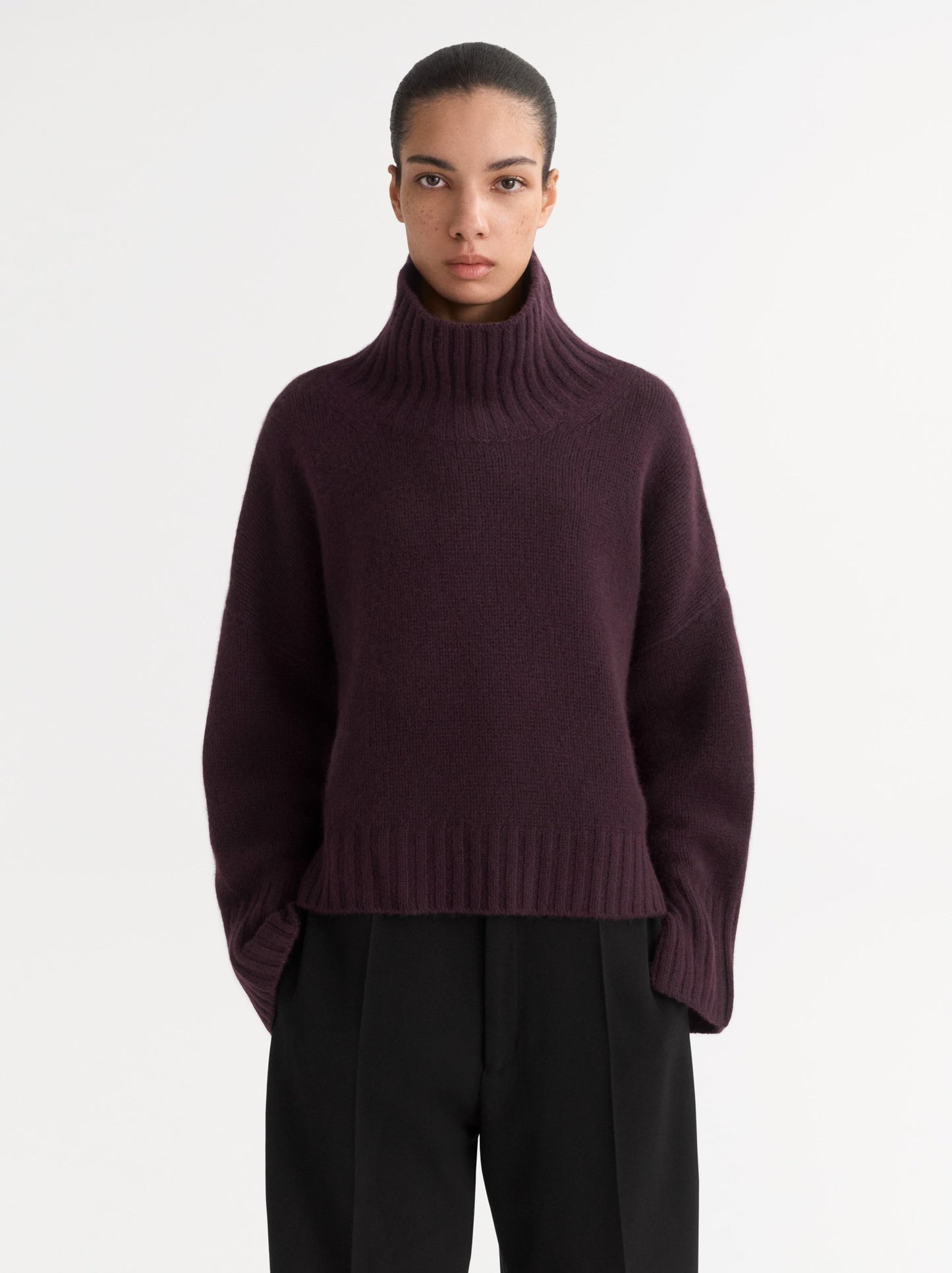 Girlfriend Turtleneck in Midnight Plum