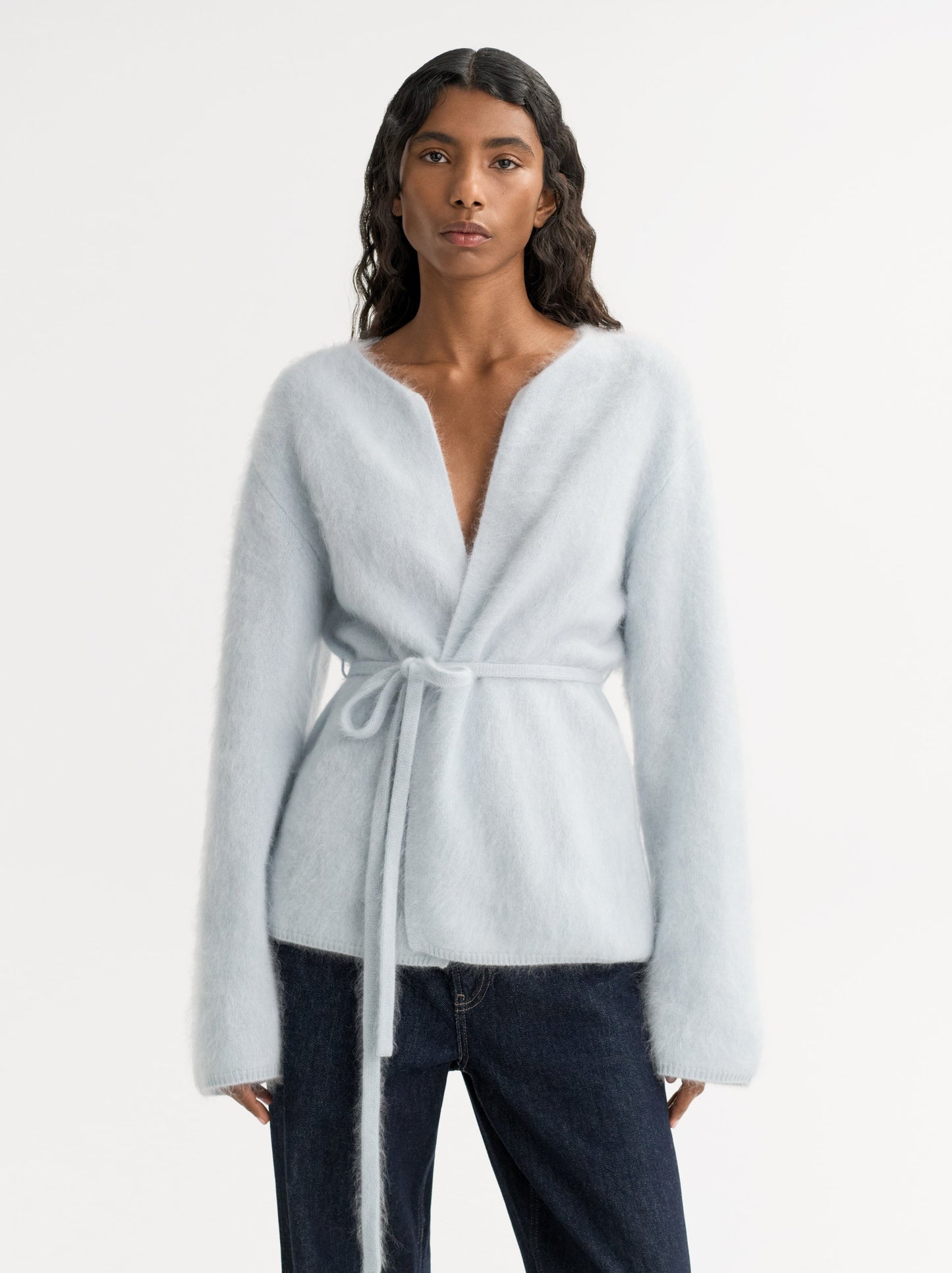 Brushed Cardigan in Light Bue