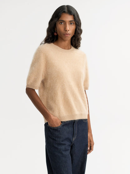 Brushed Short Sleeve in Camel
