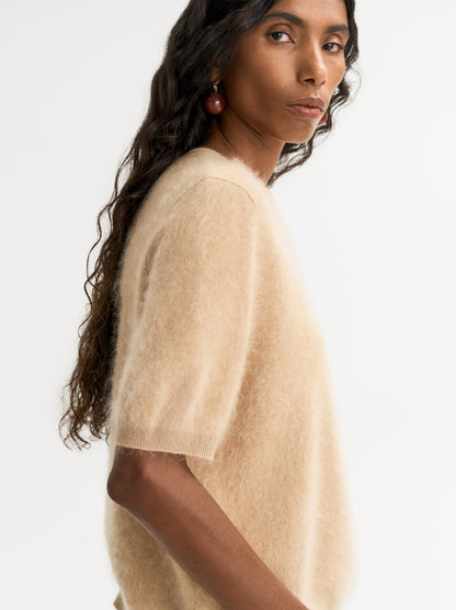 Brushed Short Sleeve in Camel