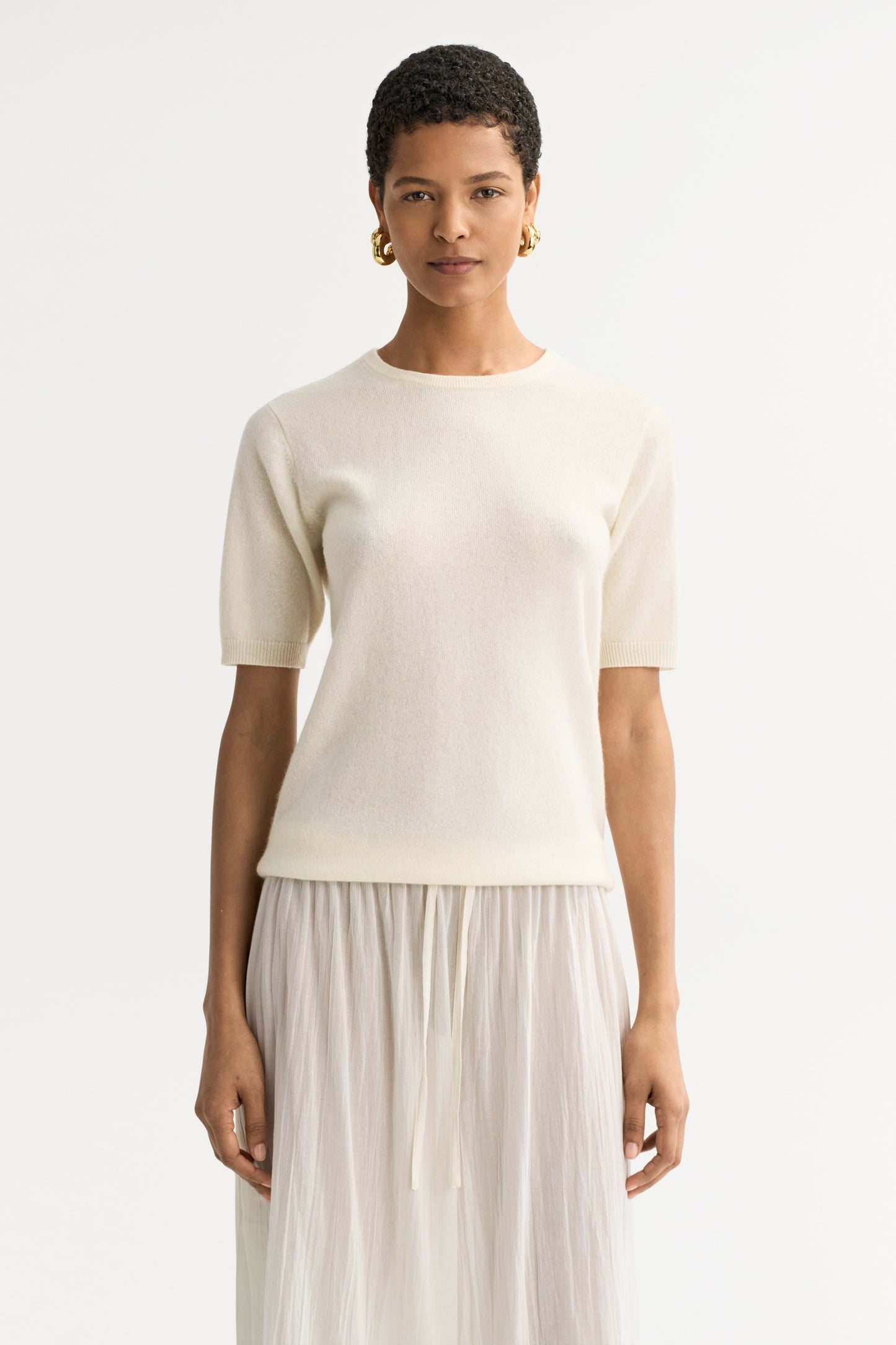 Short Sleeve Crewneck in Feather White