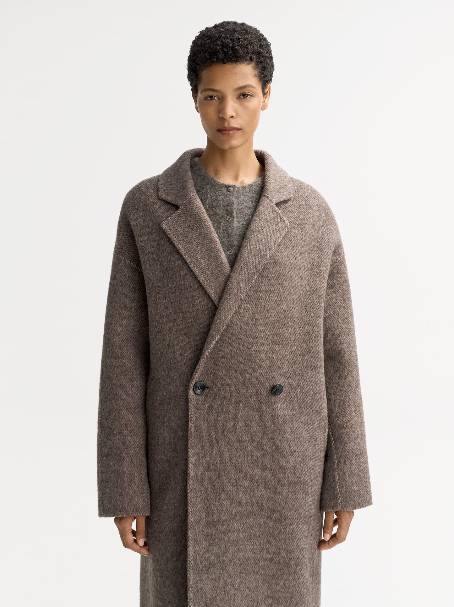 Herringbone Coat in Brown