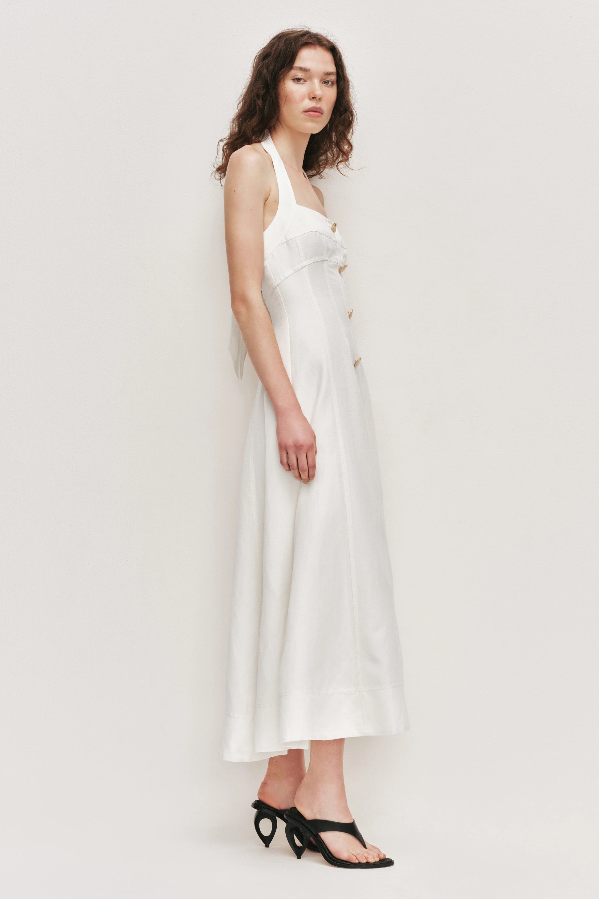Monroe Halter Midi Dress in Ivory