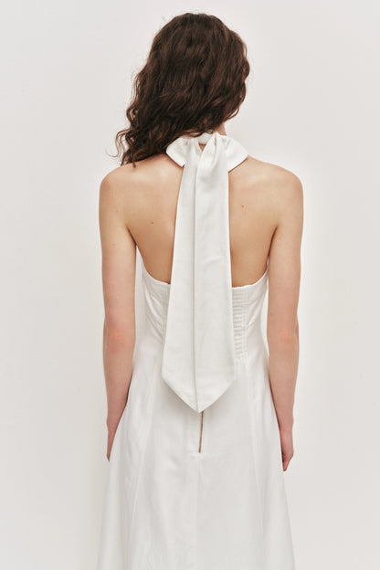 Monroe Halter Midi Dress in Ivory