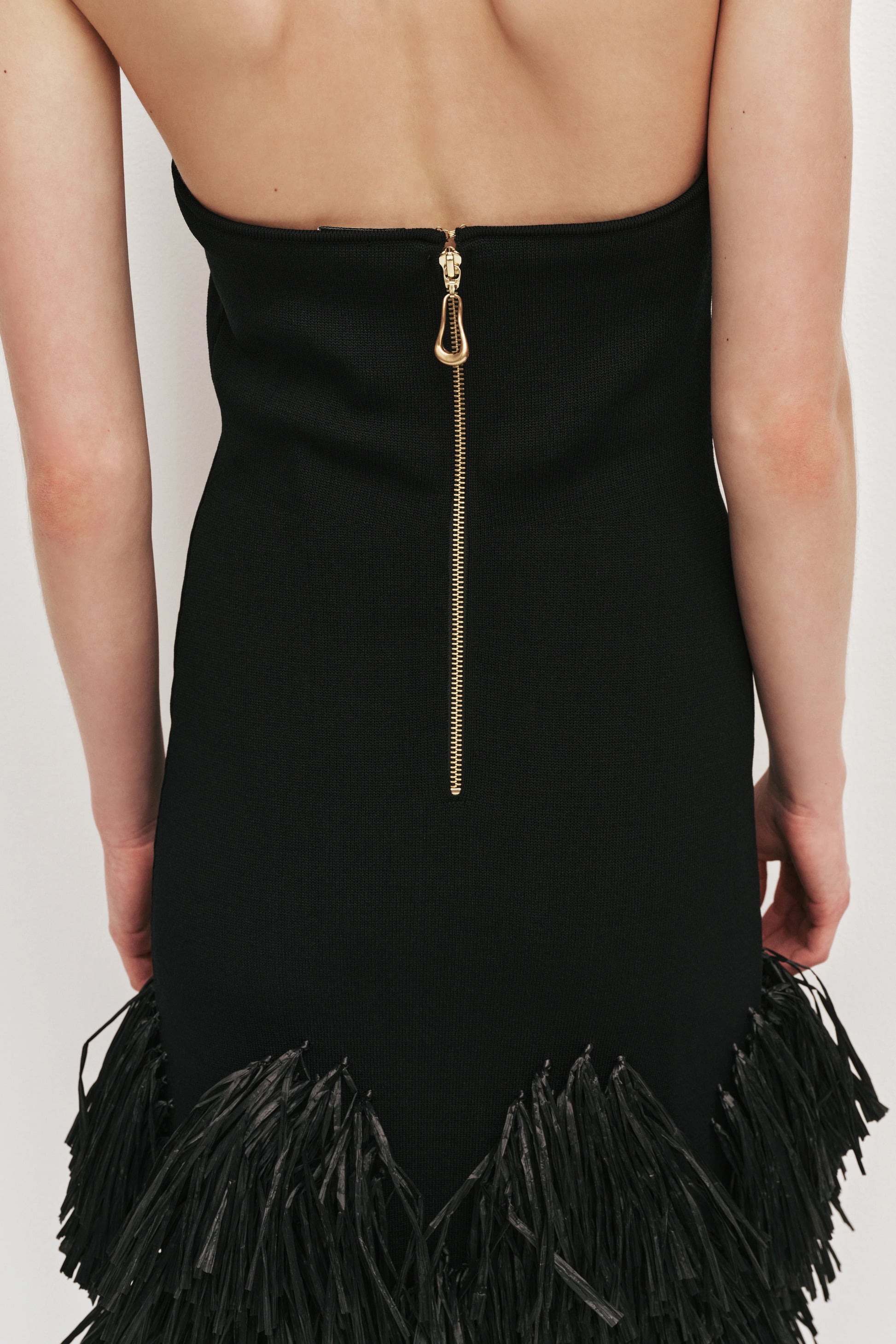 Elva Raffia Knit Midi Dress in Black