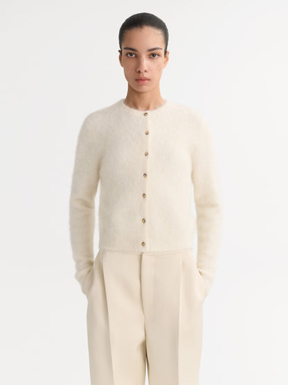 Alpaca Cardigan in Feather White