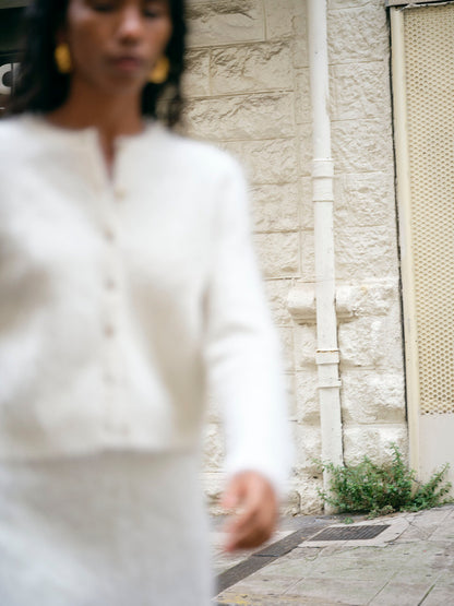 Alpaca Cardigan in Feather White