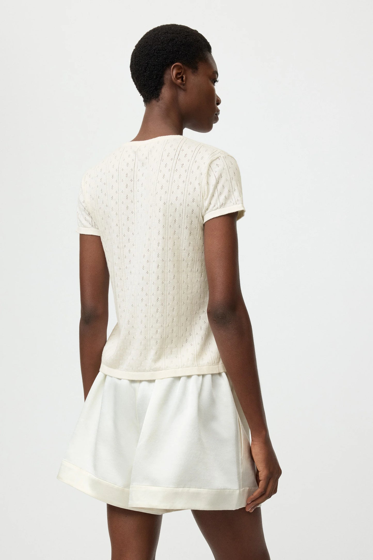 Pointelle Tee in Feather White
