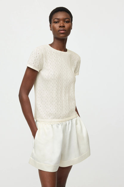 Pointelle Tee in Feather White