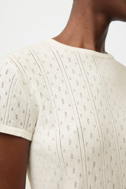 Pointelle Tee in Feather White