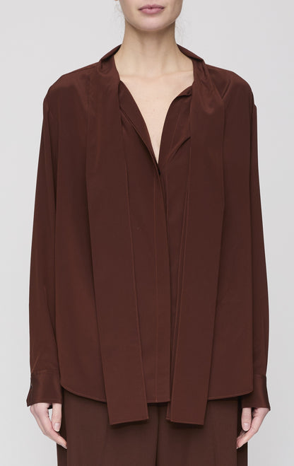 Vivi Silk Top in Brunette