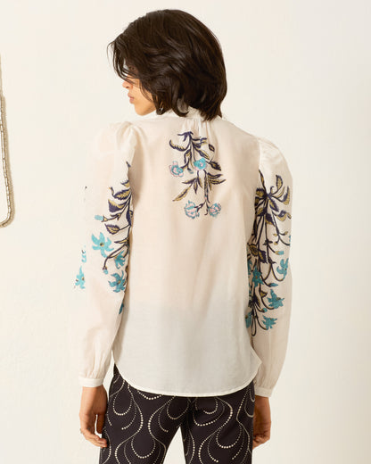 Annabel Misted Lily Shirt in Off-White