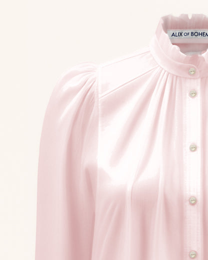 Artemis Petal Silk Shirt in Light Pink