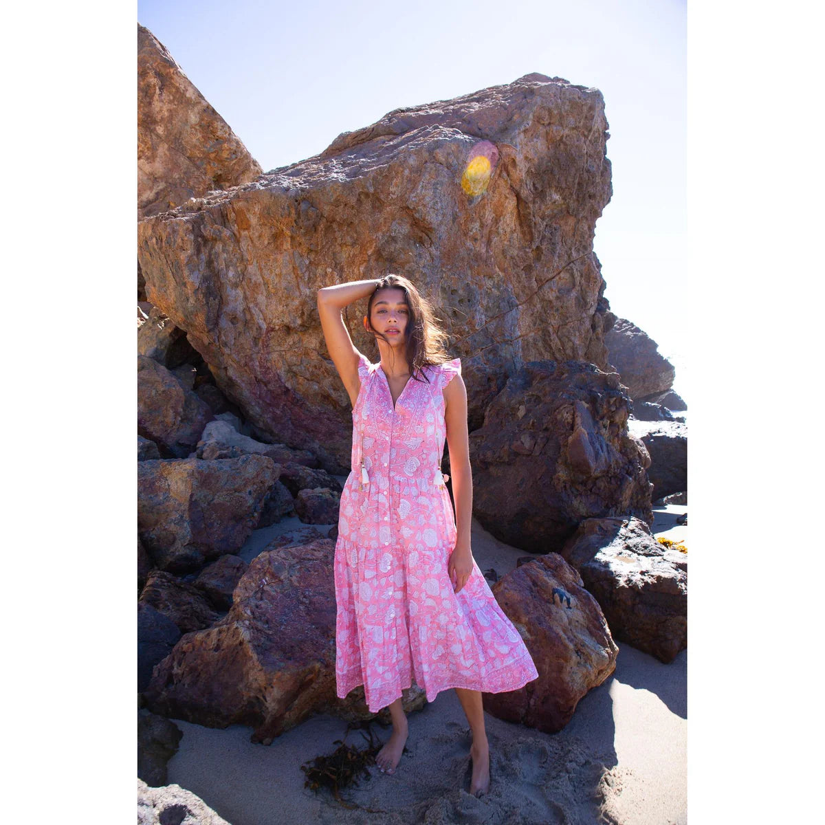 Lolita Midi Dress in Peach