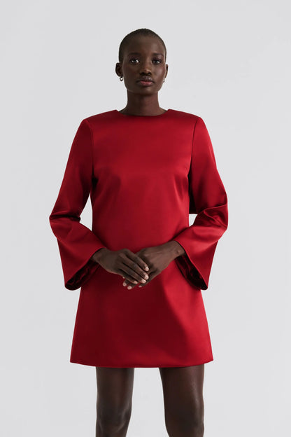 Elna Mini Dress in Deep Red
