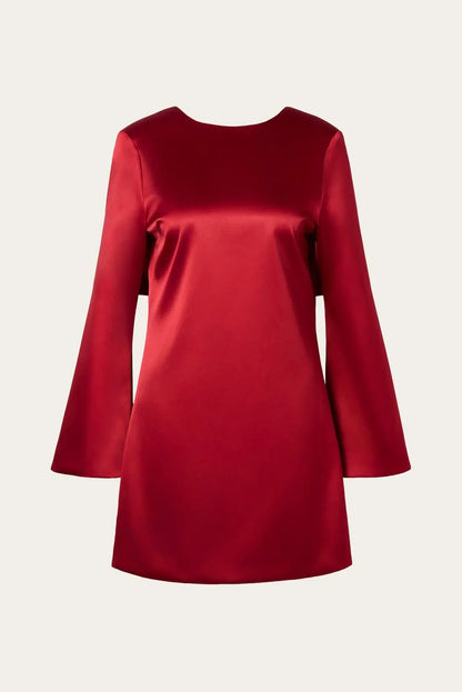 Elna Mini Dress in Deep Red