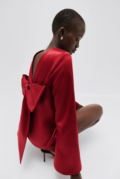 Elna Mini Dress in Deep Red