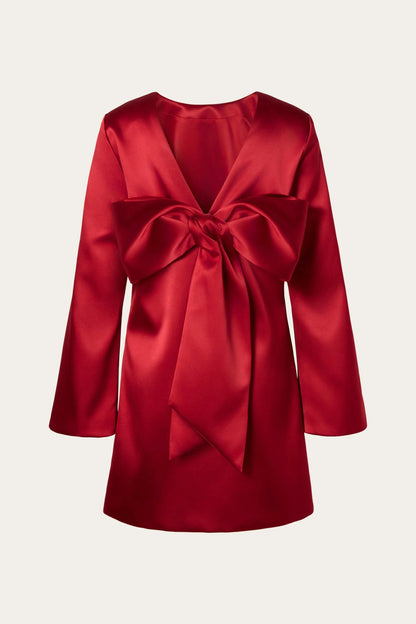 Elna Mini Dress in Deep Red